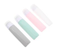Hoement Set di 4 Contenitori Cosmetici in Silicone e Plastica, Bottiglie da Viaggio Riutilizzabili Facili da Trasportare, per Cosmetici e Lozioni in Viaggio