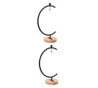Hoement Supporto Appendiabiti in Ferro e Legno Nero per Decorazioni da Casa, 2 Pezzi, Design Vintage Raffinato, Facile Installazione per Vasi Terrario e Sfere Magiche