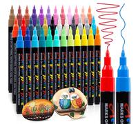 Hoenart Matite acriliche per pietre impermeabili, 36 colori, per pittura, multimarker, pietre da dipingere, pennarelli acrilici per legno, tela, vetro, carta, ceramica, Halloween, zucca