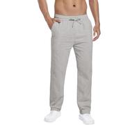 HOEREV Pantaloni Casual in Lino e Cotone - Respira Facilmente con i Pantaloni Leggeri da Spiaggia,Grigio,M