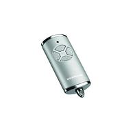 Hörmann Trasmettitore Manuale HSE 4 BS (frequenza 868 MHz, Argento Lucido, azionamento per Porta del Garage con Tappi cromati, batterie Incluse, Dimensioni 28 x 70 x 14 mm, Anello Portachiavi) 4511581