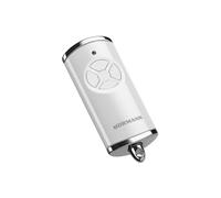 Hörmann Trasmettitore Manuale HSE 4 BS (frequenza 868 MHz, Bianco Lucido, azionamento Porta Garage con Tappi cromati, batterie Incluse, Dimensioni 28 x 70 x 14 mm, Anello Portachiavi) 4511565
