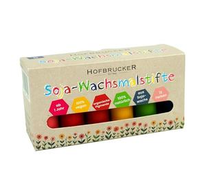 Hofbrucker 12 matite colorate a cera, per bambini e bambini in cera di soia naturale al 100%, vegana e atossica, a partire da 1 anno, pigmenti organici senza additivi inutili (12 matite di soia)