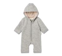 Hofbrucker® PREMIUM WOLL WALKOVERALL | DA 100% Lana Merino con Cerniera | Morbido e Resistente Completo in Panno per Neonati e Bambini Piccoli | Per Autunno, Inverno e Primavera, grigio melange, 62-68