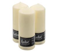 Hofer Candela Cera a Colonna Cilindrica Pilastro - Set di 3 Candele - 80 x 200 mm - Colore Avorio - Lunga Durata: 80 Ore - Antigoccia, No Fumo, Senza Odore - Pacco di 3 Unità - Qualità EU