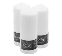 Hofer Candela Cera a Colonna Cilindrica Pilastro - Set di 3 Candele - 80 x 200 mm - Colore Bianco - Lunga Durata: 80 Ore - Antigoccia, No Fumo, Senza Odore - Pacco di 3 Unità - Qualità EU
