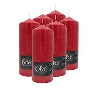 Hofer Candela Cera a Colonna Cilindrica Pilastro - Set di 6 Candele - 80 x 200 mm - Colore Rosso - Lunga Durata: 80 Ore - Antigoccia, No Fumo, Senza Odore - 2 Pacchi di 3 unità - Qualità EU