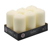 Hofer Candele Avorio a Colonna - 60 x 120 mm - Set di 6 Candele Decorative Cilindriche - Colore Avorio - Lunga Durata di 39 Ore - Cera Antigoccia - Non Profumate - Qualità RAL