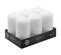 Hofer Candele Bianche a Colonna - 60 x 120 mm - Set di 6 Candele Decorative Cilindriche - Colore Bianco - Lunga Durata di 39 Ore - Cera Antigoccia - Non Profumate - Qualità RAL