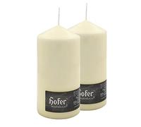 Hofer Candele Grandi Avorio a Colonna - 10 x 20 cm - 2 Candele Decorative Cilindriche - Lunga Durata di 110 Ore - Cera Antigoccia, No Fumo - Non Profumate - Qualità RAL