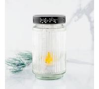Hofer Candele, luce solare a LED, in vetro, trasparente, durata di 3 anni, resistente alle intemperie, impermeabile, per esterni, candela a LED per cimitero, lanterna per tomba con batteria