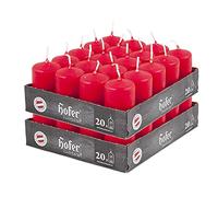 Hofer Candele Rosse a Colonna - 4 x 7 cm - Set di 40 Candele Decorative Cilindriche - Cera Colore Rosso - Lunga Durata di 11 Ore - Antigoccia - Non Profumate - Qualità RAL