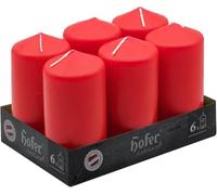 Hofer Candele Rosse a Colonna - 60 x 120 mm - Set di 6 Candele Decorative Cilindriche - Colore Rosso - Lunga Durata di 30 Ore - Cera Antigoccia - Non Profumate - Qualità RAL