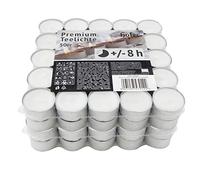 Hofer Premium Tealight Candele Bianche Non profumate - 100 Pezzi - Tea Light Candeline Cera Antigoccia - Durata di combustione 8 Ore - 2 x Set di 50 Lumini