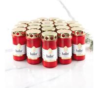 HOFER - Set di 10 candele per tomba, piccole con coperchio [rosso] da 46 a 54 ore, durata di combustione | Candele per funebre con coperchio | Candele per cimitero | Candele per tombali