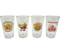 Hoff Interieur 8955 4er-Set Occhiali " Frutti " 9x9x15cm Con Früchtebildern