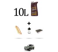 HOFFCAR Kit tagliando 3 FILTRI e 10L OLIO per Land Rover Defender (L663) P500 4x