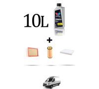 HOFFCAR Kit tagliando 3 FILTRI e 10L OLIO per Mercedes Sprinter II (906) 224 V6