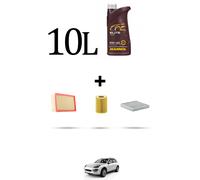 HOFFCAR Kit tagliando 3 FILTRI e 10L OLIO per Porsche Cayenne II (958) 4.8 S 294