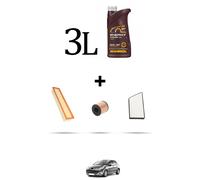 HOFFCAR Kit tagliando 3 FILTRI e 3L OLIO per Peugeot 206 Plus 1.1 44kw dal 2009