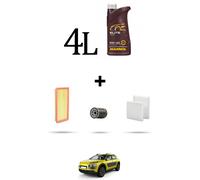 HOFFCAR Kit tagliando 3 FILTRI e 4L OLIO per Citroen C4 Cactus 1.2 Puretech 55kw