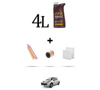 HOFFCAR Kit tagliando 3 FILTRI e 4L OLIO per Peugeot 207 1.4 VTI 70kw dal 2007