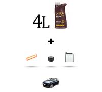 HOFFCAR Kit tagliando 3 FILTRI e 4L OLIO per Renault Clio III 1.2 16v 48kw Dal 2