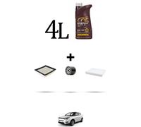 HOFFCAR Kit tagliando 3 FILTRI e 4L OLIO per Ssangyong Tivoli 1.6 CNG 94kw dal 2