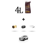 HOFFCAR Kit tagliando 3 FILTRI e 4L OLIO per VW Tiguan I (5n) 1.4 TSI 90kw Dal 2