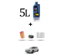 HOFFCAR Kit tagliando 3 FILTRI e 5L OLIO per Alfa Romeo 156 (932) 3,2 V6 GTA 24