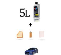 HOFFCAR Kit tagliando 3 FILTRI e 5L OLIO per Bmw serie 3 (F30, F80,F31) 330i 185