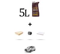HOFFCAR Kit tagliando 3 FILTRI e 5L OLIO per Ford B-Max 1.4 LPG 66kw dal 2012