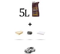 HOFFCAR Kit tagliando 3 FILTRI e 5L OLIO per Ford Fiesta VI 1.0 59kw dal 2012