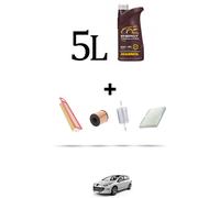 HOFFCAR Kit tagliando 3 FILTRI e 5L OLIO per Peugeot 308 1.4 72kw Dal 2010