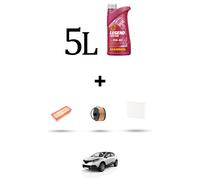 HOFFCAR Kit tagliando 3 FILTRI e 5L OLIO per Renault Captur (J5,H5) 1.2 TCE 120
