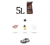 HOFFCAR Kit tagliando 3 FILTRI e 5L OLIO per Seat Exeo 1.6 (3R5,3R2) 2.0 TDI 88k