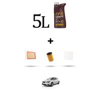 HOFFCAR Kit tagliando 3 FILTRI e 5L OLIO per Seat Leon III 1.6 TDI 66kw Dal 2012