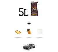 HOFFCAR Kit tagliando 3 FILTRI e 5L OLIO per Vw Arteon (3H) 2.0 TDI 140kw Dal 20