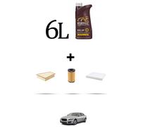 HOFFCAR Kit tagliando 3 FILTRI e 6L OLIO per Jaguar XE (x760) 2.0 177kw dal 2015