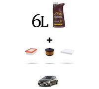 HOFFCAR Kit tagliando 3 FILTRI e 6L OLIO per Renault Clio V 1.3 TCe 140 103Kw da