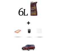 HOFFCAR Kit tagliando 3 FILTRI e 6L OLIO per Volvo V70 2.4 103Kw dal 97 al 2000