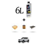 HOFFCAR Kit tagliando 3 FILTRI e 6L OLIO per Volvo XC40 1.5 T3 120Kw dal 2019
