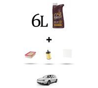 HOFFCAR Kit tagliando 3 FILTRI e 6L OLIO per Vw Golf IV (1j1 1j5) R32 177kw Dal