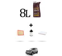 HOFFCAR Kit tagliando 3 FILTRI e 8L OLIO per Land Rover Discovery 5-LR5 3.0 V6 2