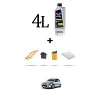 HOFFCAR Kit tagliando 4 FILTRI e 4L OLIO per Citroen C3 1.4 hdi 70 50kw dal 2001