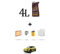 HOFFCAR Kit tagliando 4 FILTRI e 4L OLIO per Citroen C4 Cactus 1.6 Hdi 68kw dal