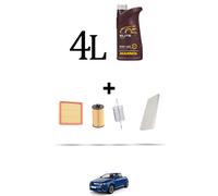 HOFFCAR Kit tagliando 4 FILTRI e 4L OLIO per Opel Tigra TwinTop 1.4 16v 66kw Dal