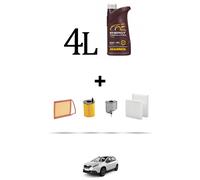 HOFFCAR Kit tagliando 4 FILTRI e 4L OLIO per Peugeot 2008 1.4 e-HDI 50kw Dal 201