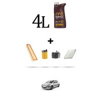 HOFFCAR Kit tagliando 4 FILTRI e 4L OLIO per Peugeot 307 1.6 HDI 66kw Dal 2005