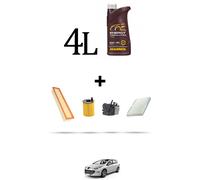 HOFFCAR Kit tagliando 4 FILTRI e 4L OLIO per Peugeot 308 1.6 Hdi 80kw Dal 2007